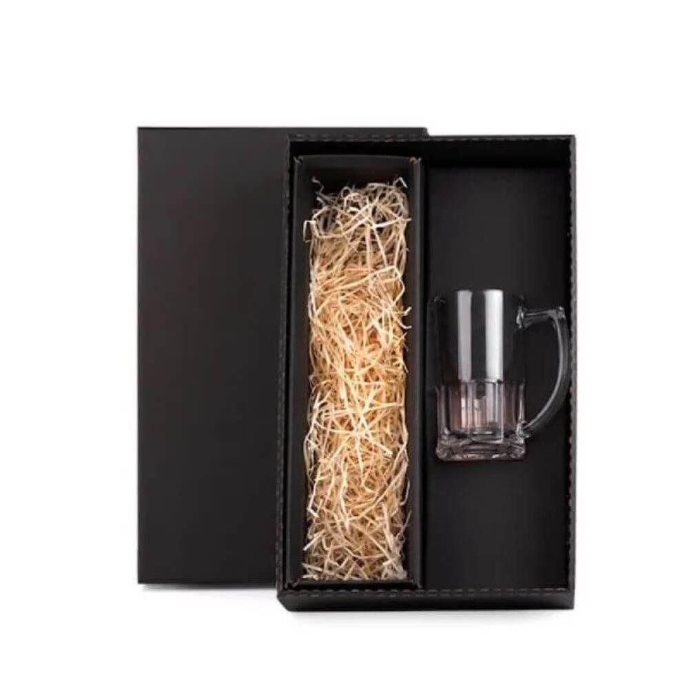 Caneca de Vidro 340ml GO1500 na cor Preto, brinde personalizado Sky Brindes