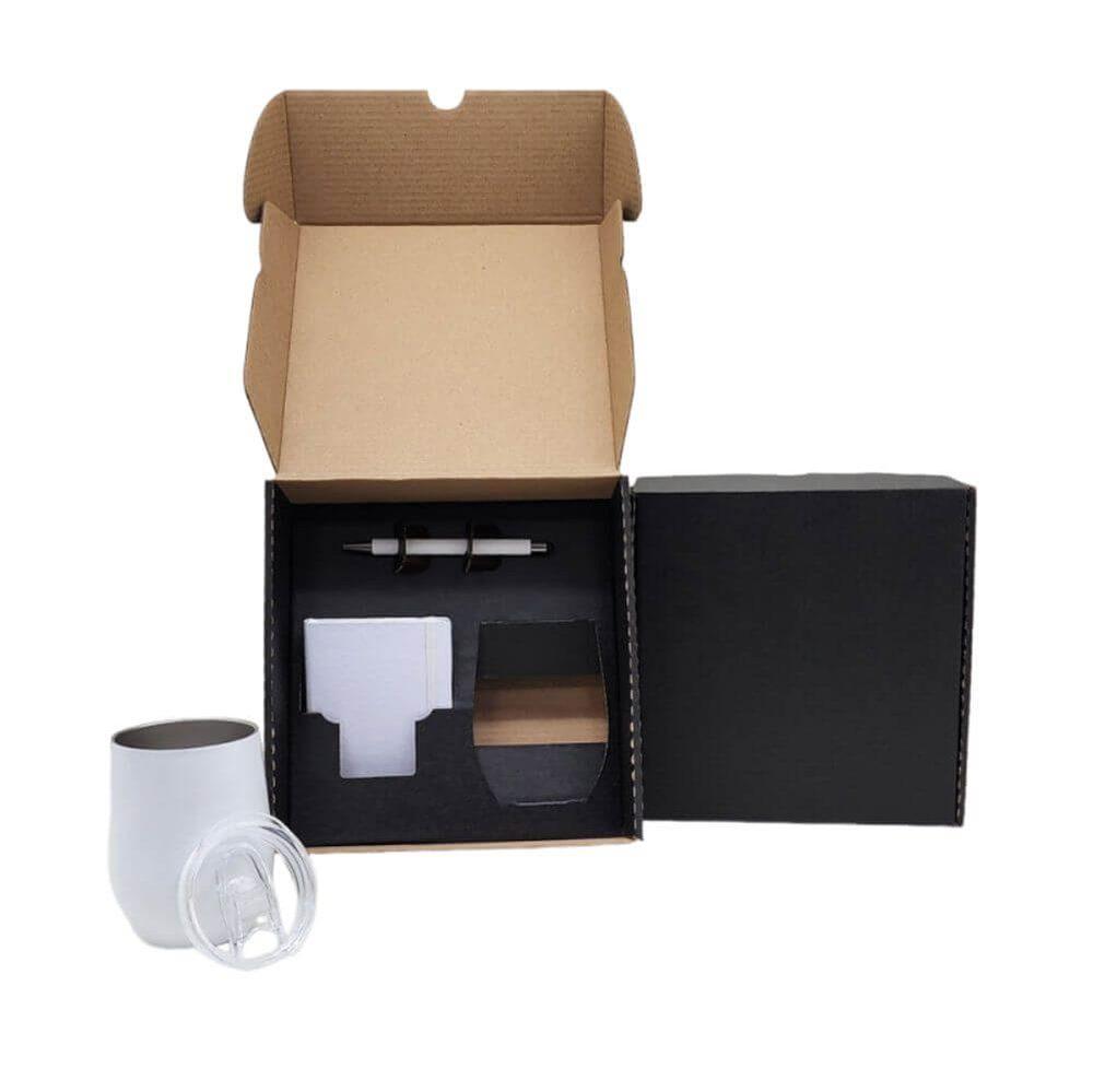 Kit Copo Térmico 3 Peças GO1503 na cor Preto, brinde personalizado Sky Brindes