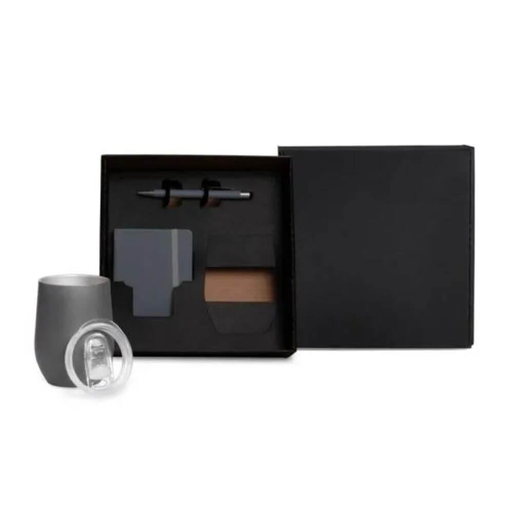 Kit Copo Térmico 3 Peças GO1505 na cor Cinza, brinde personalizado Sky Brindes