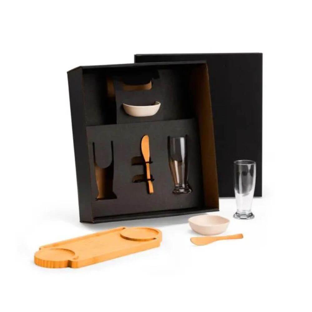 Kit Para Petisco 7 Peças GO1513 na cor Preto, brinde personalizado Sky Brindes