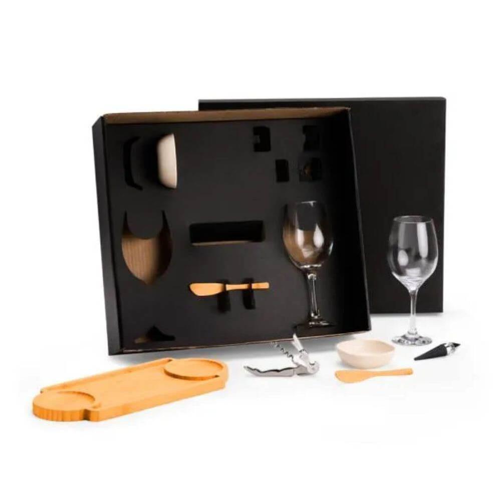 Kit Para Petisco 9 Peças GO1514 na cor Preto, brinde personalizado Sky Brindes