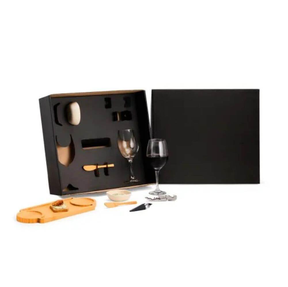 Kit Para Petisco 9 Peças GO1514 na cor Preto, brinde personalizado Sky Brindes