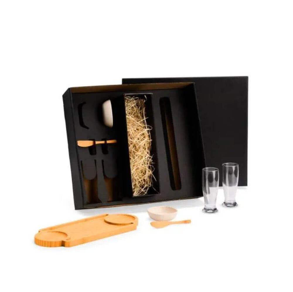 Kit Para Petisco 7 Peças GO1515 na cor Preto, brinde personalizado Sky Brindes