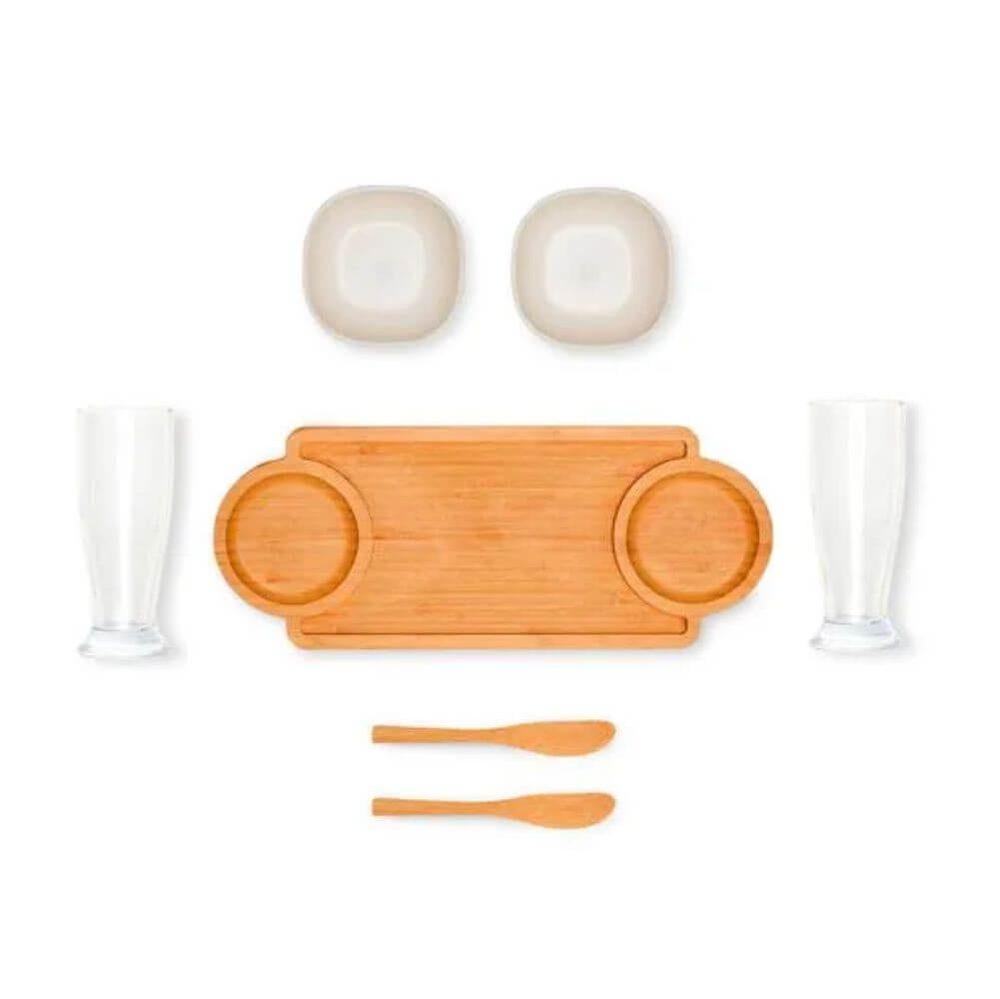 Kit Para Petisco 7 Peças GO1515 na cor Preto, brinde personalizado Sky Brindes