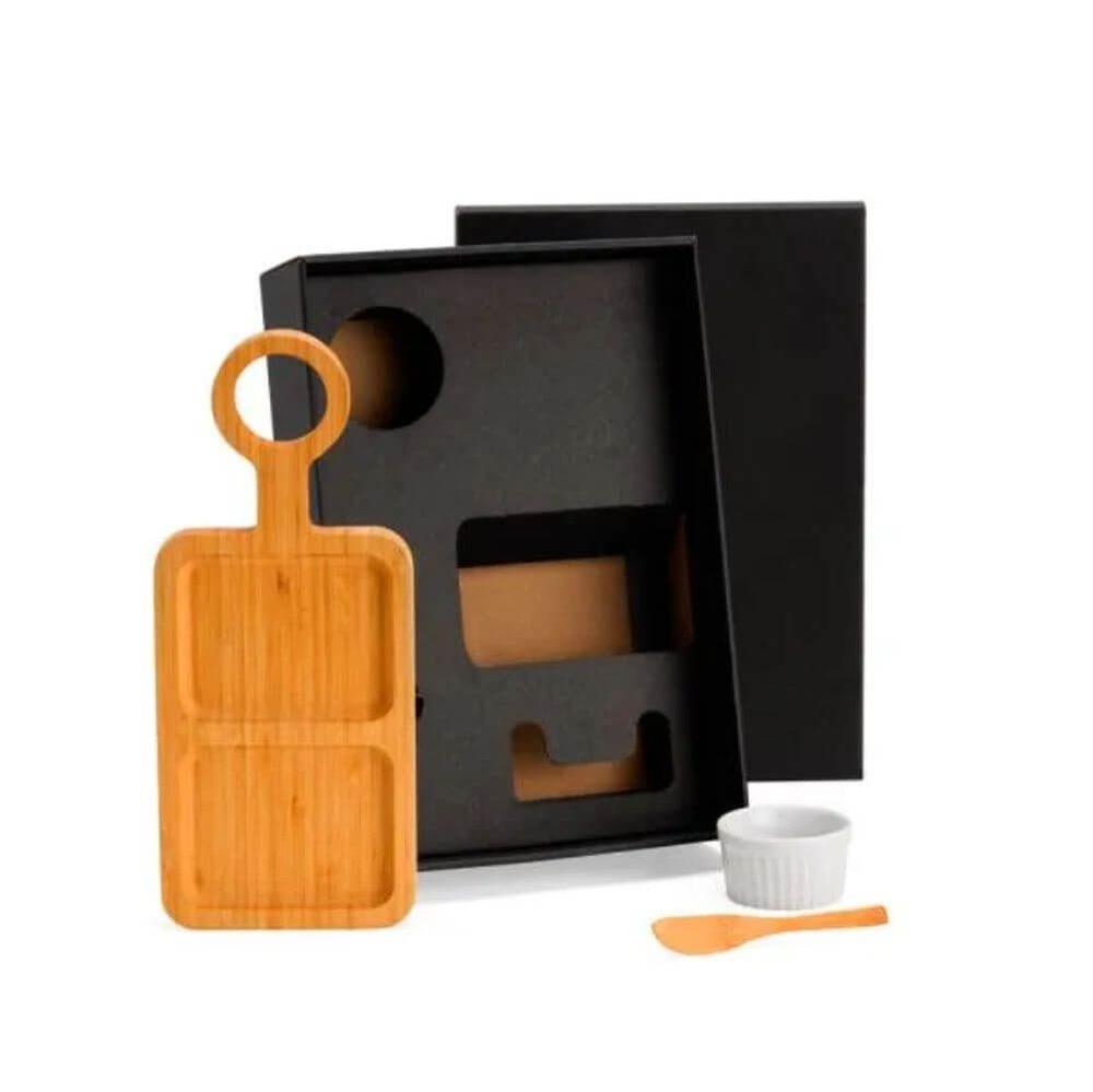 Kit Para Petisco 3 Peças GO1516 na cor Preto, brinde personalizado Sky Brindes