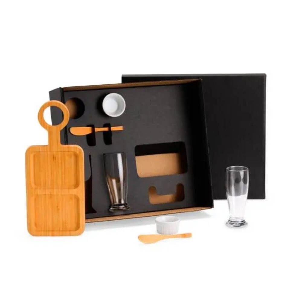 Kit Para Petisco 7 Peças GO1517 na cor Preto, brinde personalizado Sky Brindes