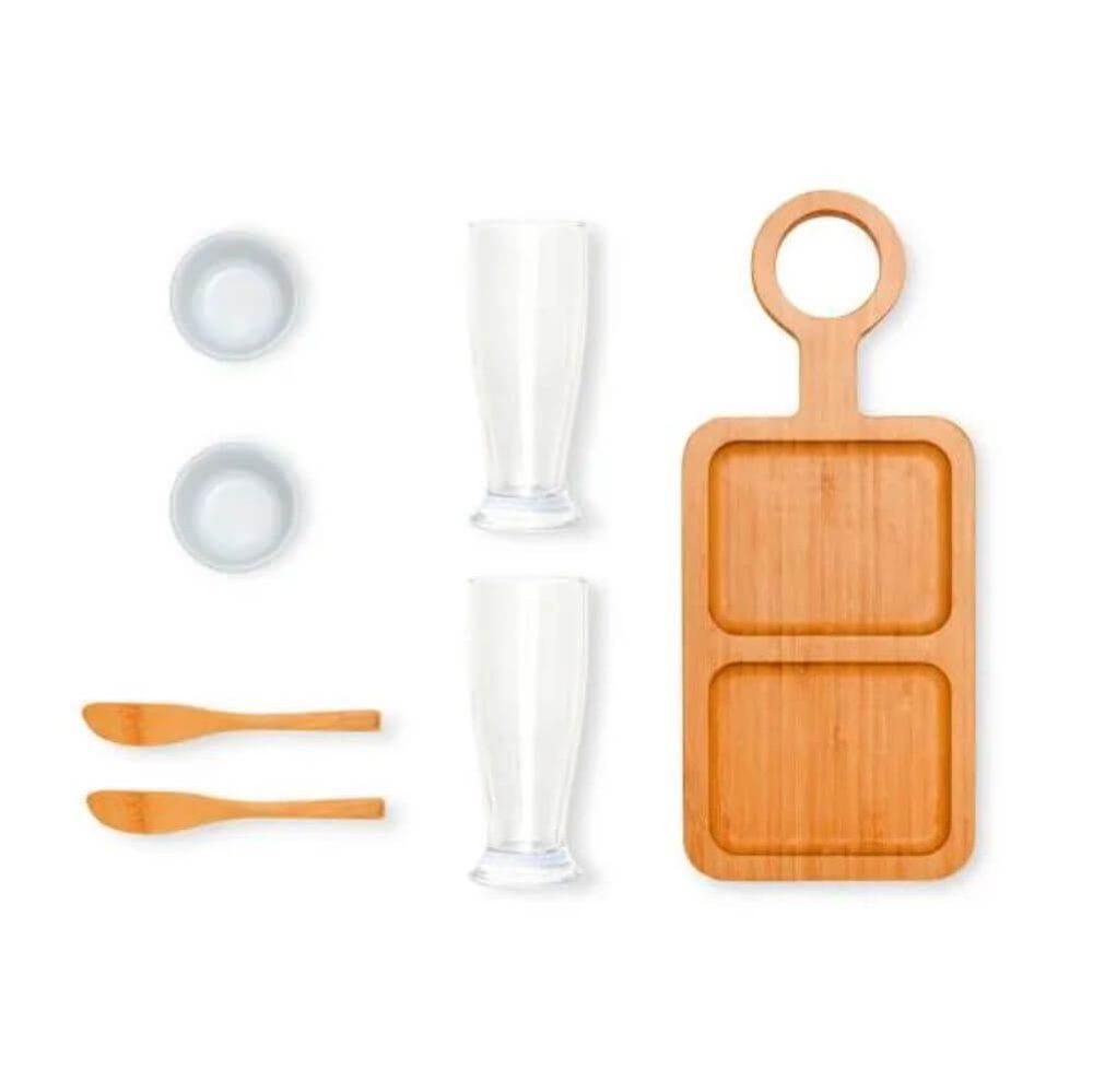 Kit Para Petisco 7 Peças GO1517 na cor Preto, brinde personalizado Sky Brindes