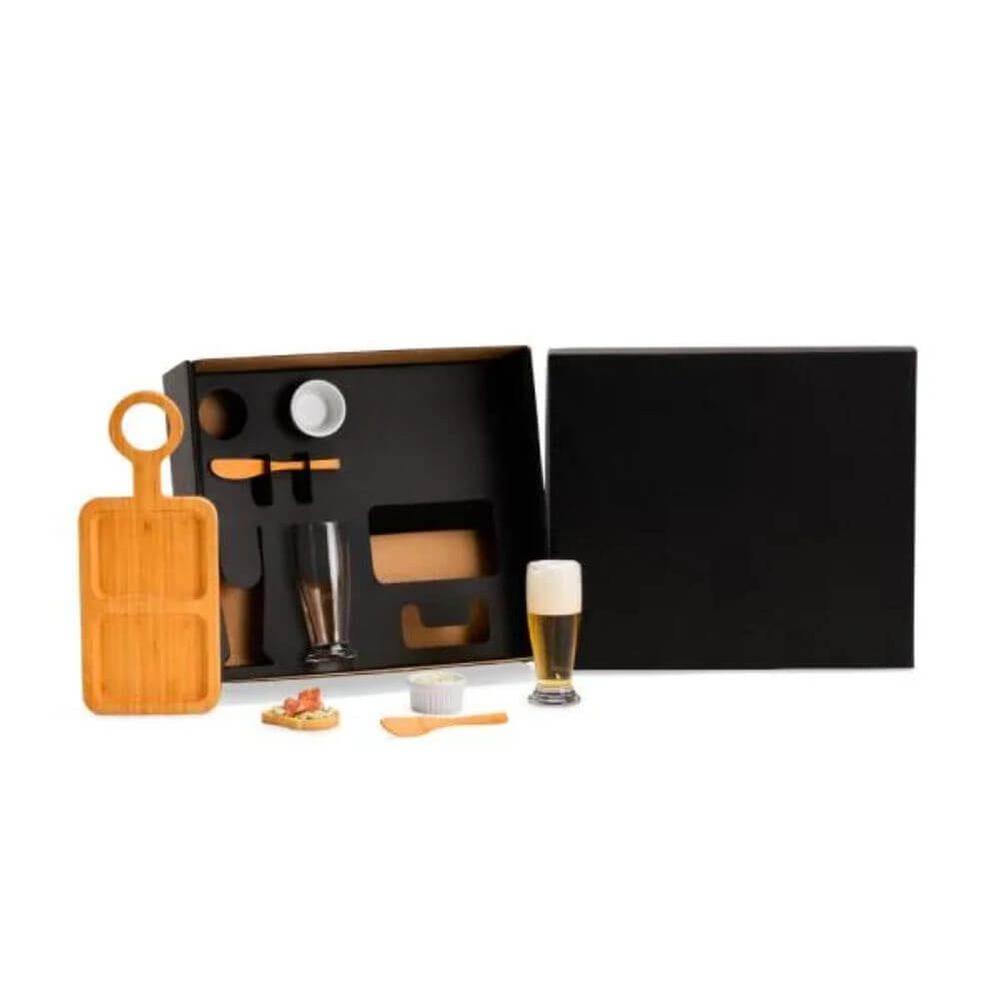 Kit Para Petisco 7 Peças GO1517 na cor Preto, brinde personalizado Sky Brindes