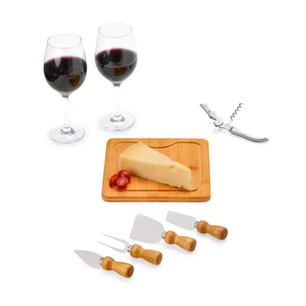 Kit Para Queijo 8 Peças GO1518 na cor Preto, brinde personalizado Sky Brindes