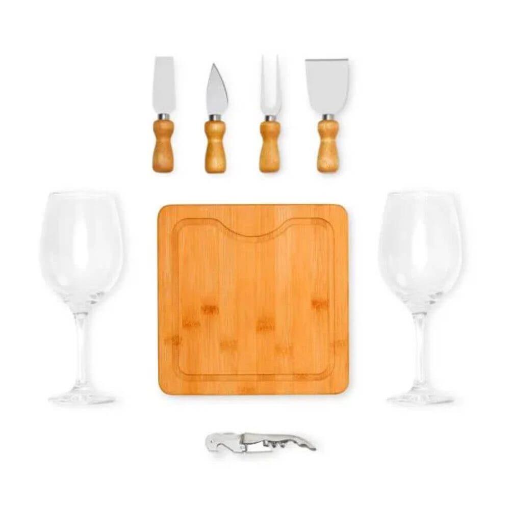 Kit Para Queijo 8 Peças GO1518 na cor Preto, brinde personalizado Sky Brindes