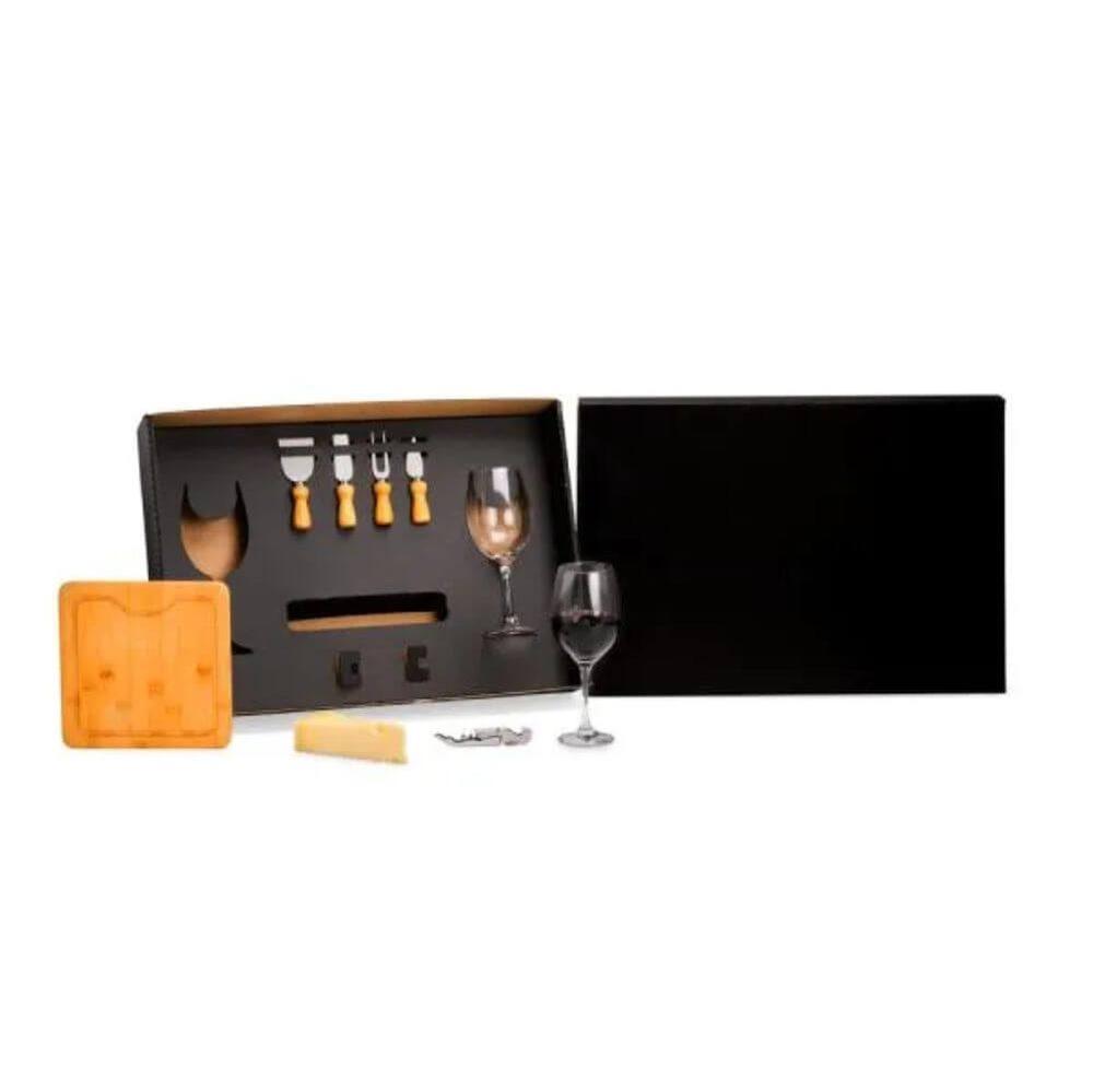 Kit Para Queijo 8 Peças GO1518 na cor Preto, brinde personalizado Sky Brindes