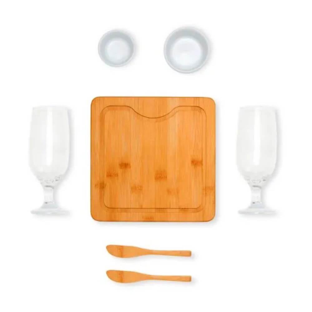 Kit Para Queijo 7 Peças GO1519 na cor Preto, brinde personalizado Sky Brindes