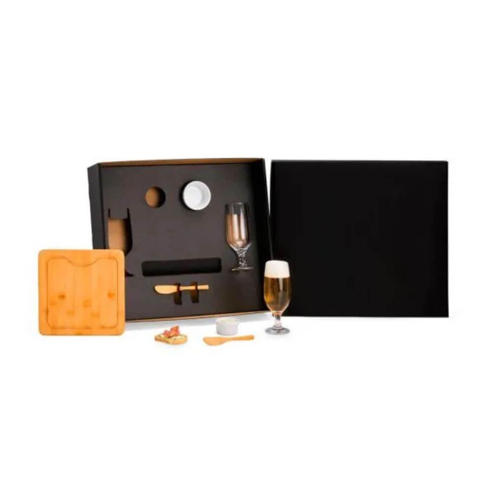 Kit Para Queijo 7 Peças GO1519 na cor Preto, brinde personalizado Sky Brindes
