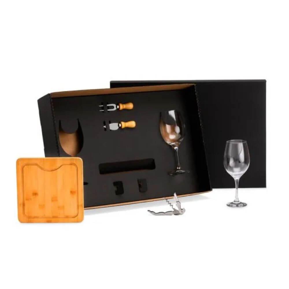 Kit Para Queijo 6 Peças GO1520 na cor Preto, brinde personalizado Sky Brindes