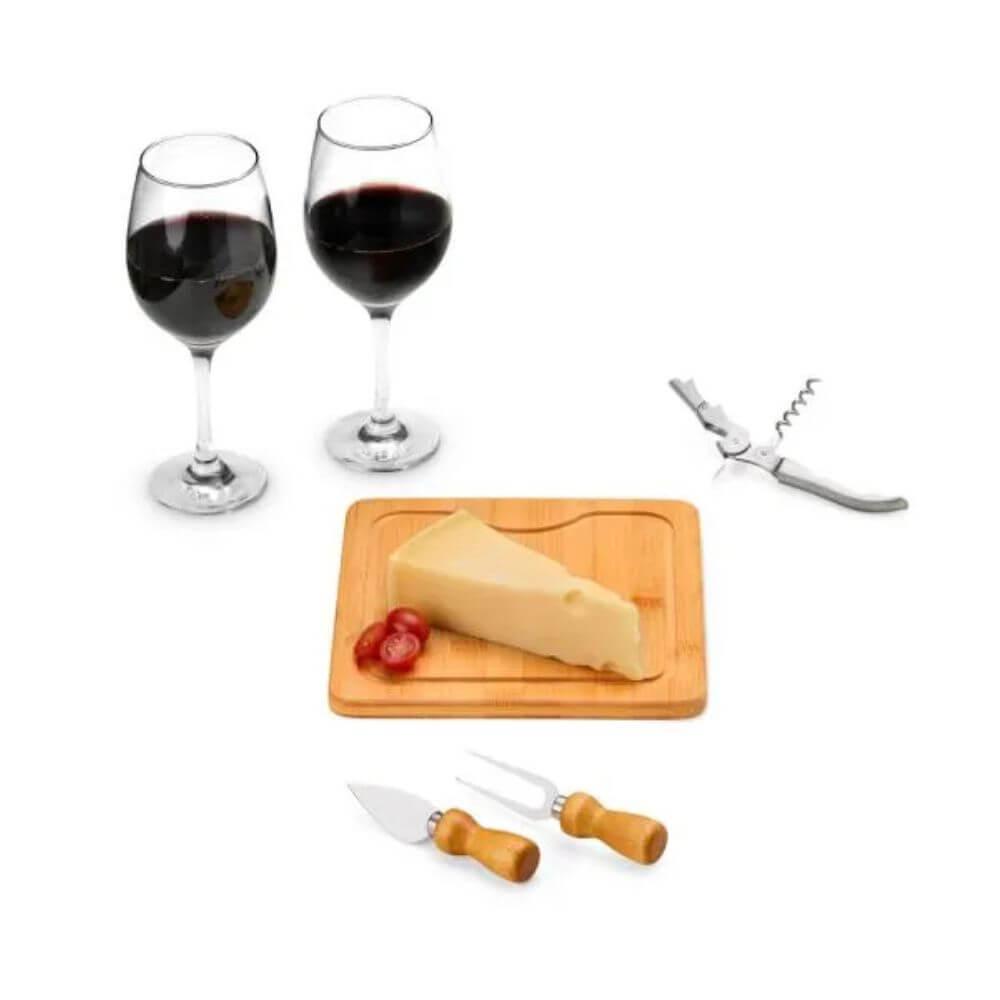 Kit Para Queijo 6 Peças GO1520 na cor Preto, brinde personalizado Sky Brindes