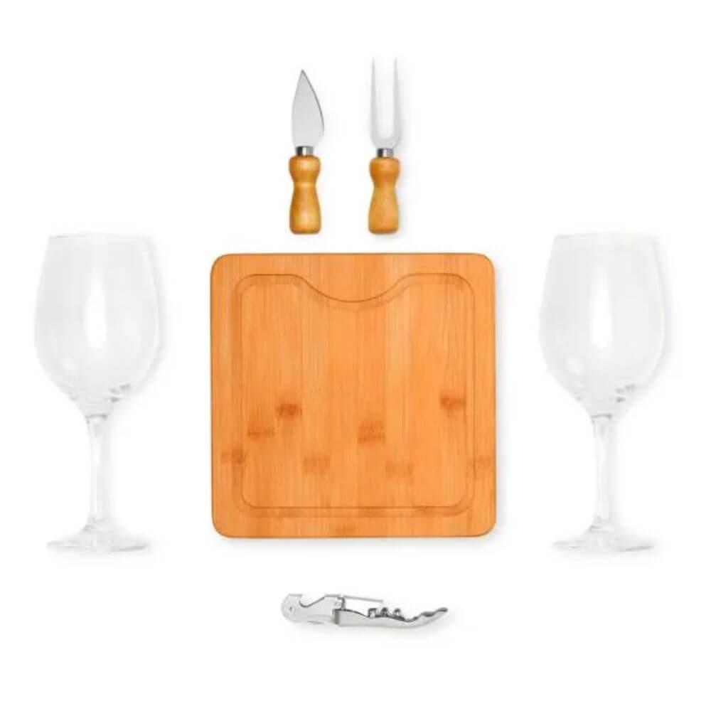 Kit Para Queijo 6 Peças GO1520 na cor Preto, brinde personalizado Sky Brindes