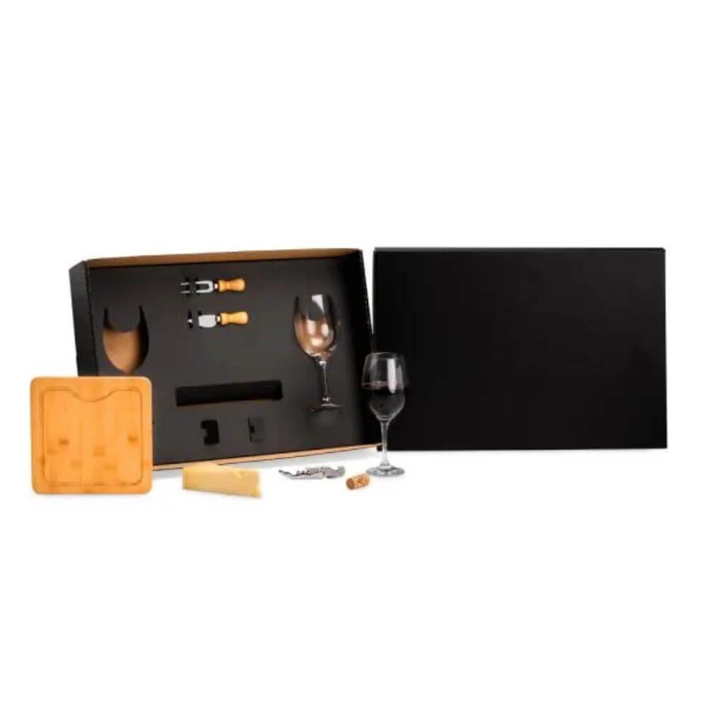 Kit Para Queijo 6 Peças GO1520 na cor Preto, brinde personalizado Sky Brindes