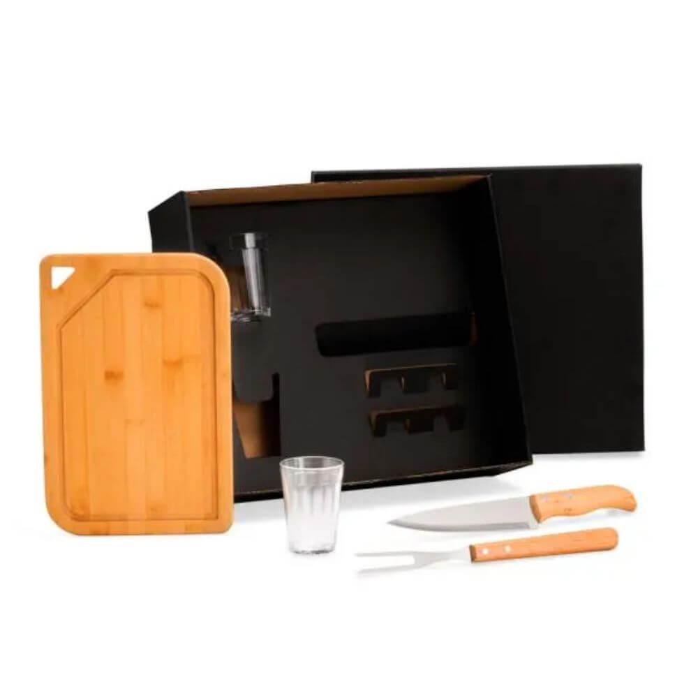 Kit Para Churrasco 5 Peças GO1521 na cor Preto, brinde personalizado Sky Brindes