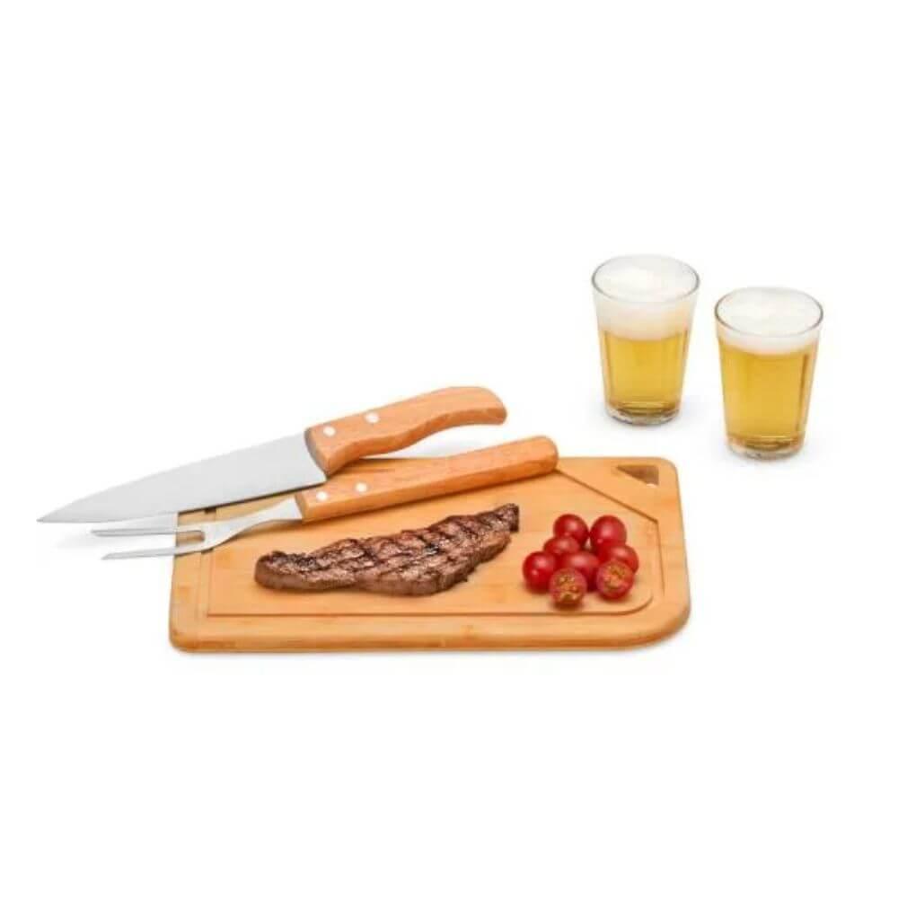 Kit Para Churrasco 5 Peças GO1521 na cor Preto, brinde personalizado Sky Brindes