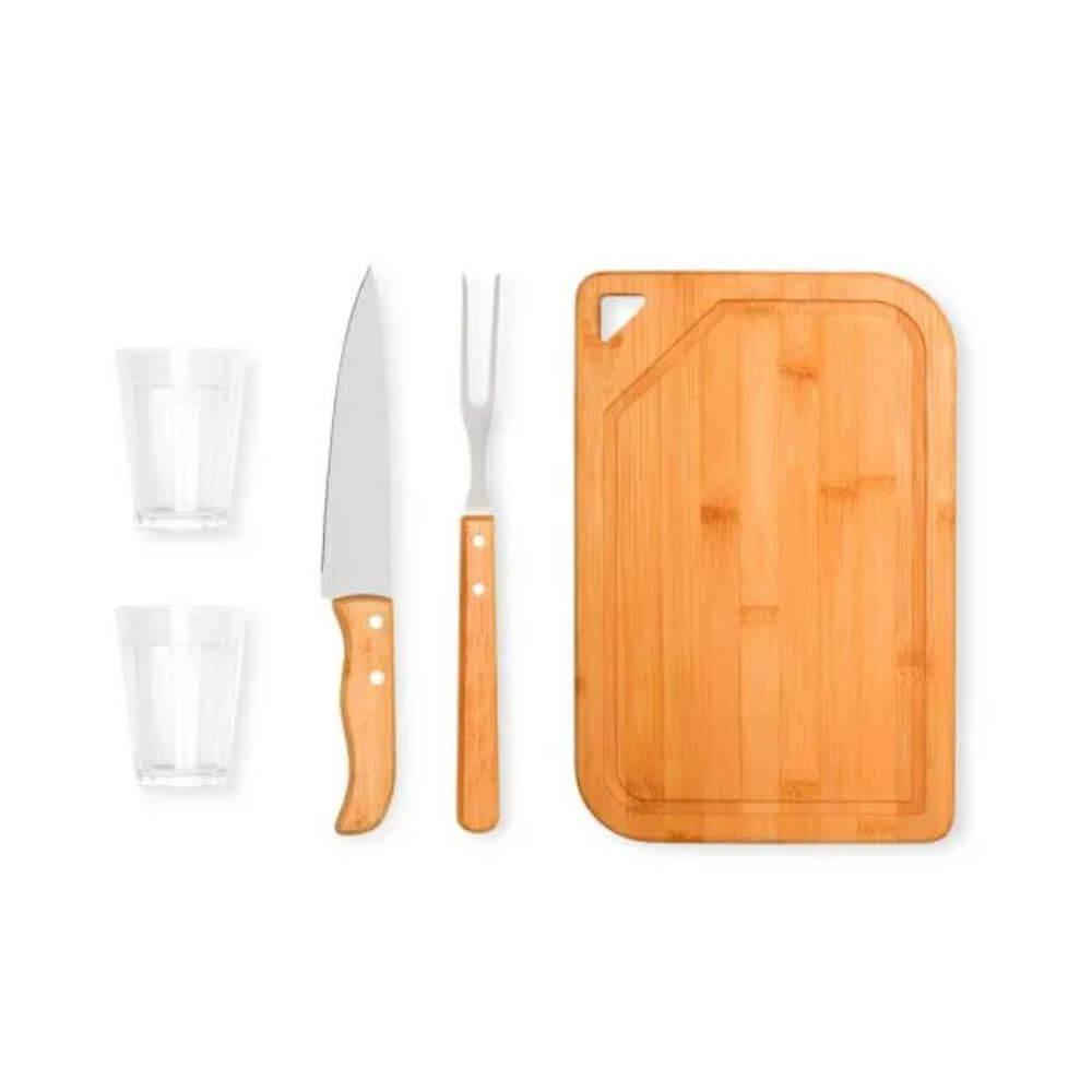 Kit Para Churrasco 5 Peças GO1521 na cor Preto, brinde personalizado Sky Brindes