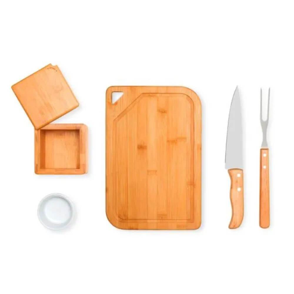Kit Para Churrasco 5 Peças GO1522 na cor Preto, brinde personalizado Sky Brindes