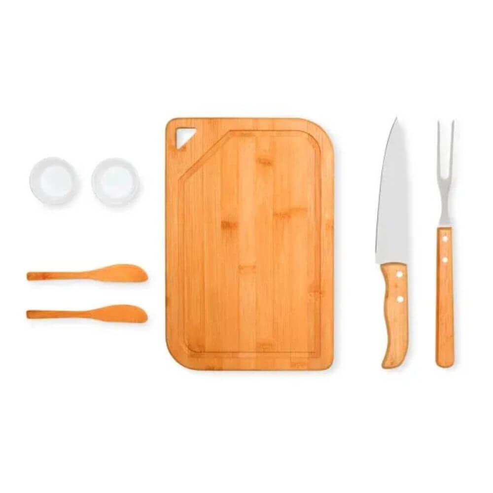 Kit Para Churrasco 7 Peças GO1523 na cor Preto, brinde personalizado Sky Brindes