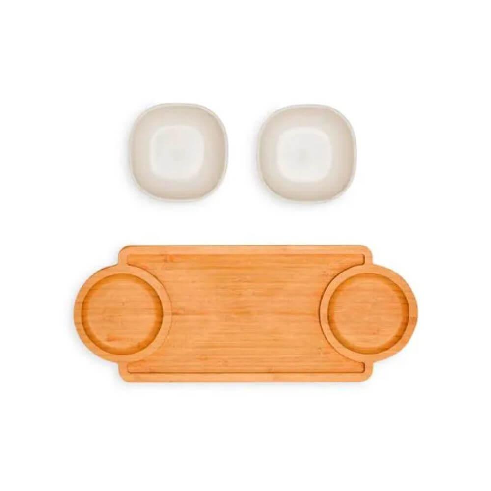 Kit Petiscos em Bambu 3 Peças GO1529 na cor Preto, brinde personalizado Sky Brindes