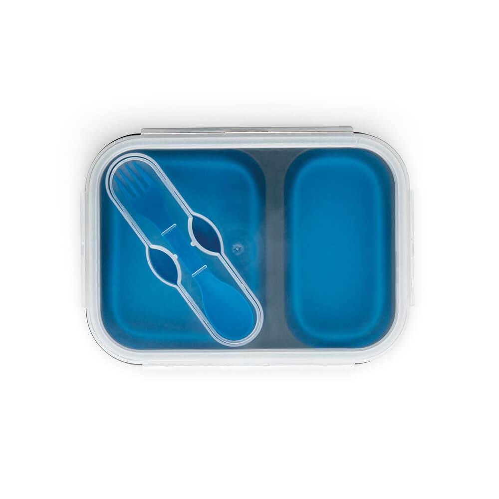 Marmita Hermética Retrátil até 760ml GO1535 na cor Azul, brinde personalizado Sky Brindes