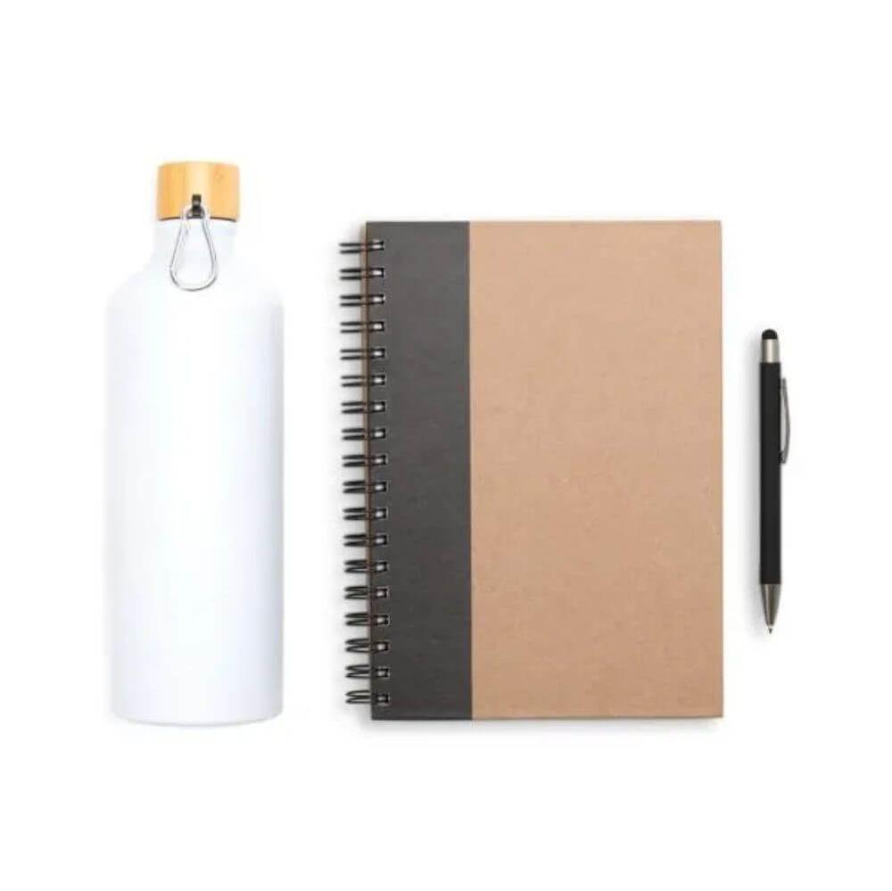 Kit Escritório 3 Peças GO1538 na cor Preto, brinde personalizado Sky Brindes