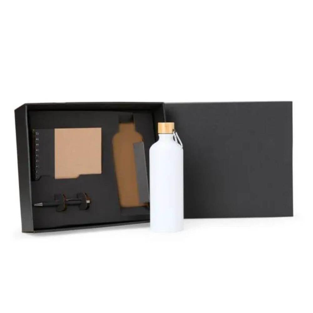 Kit Escritório 3 Peças GO1538 na cor Preto, brinde personalizado Sky Brindes