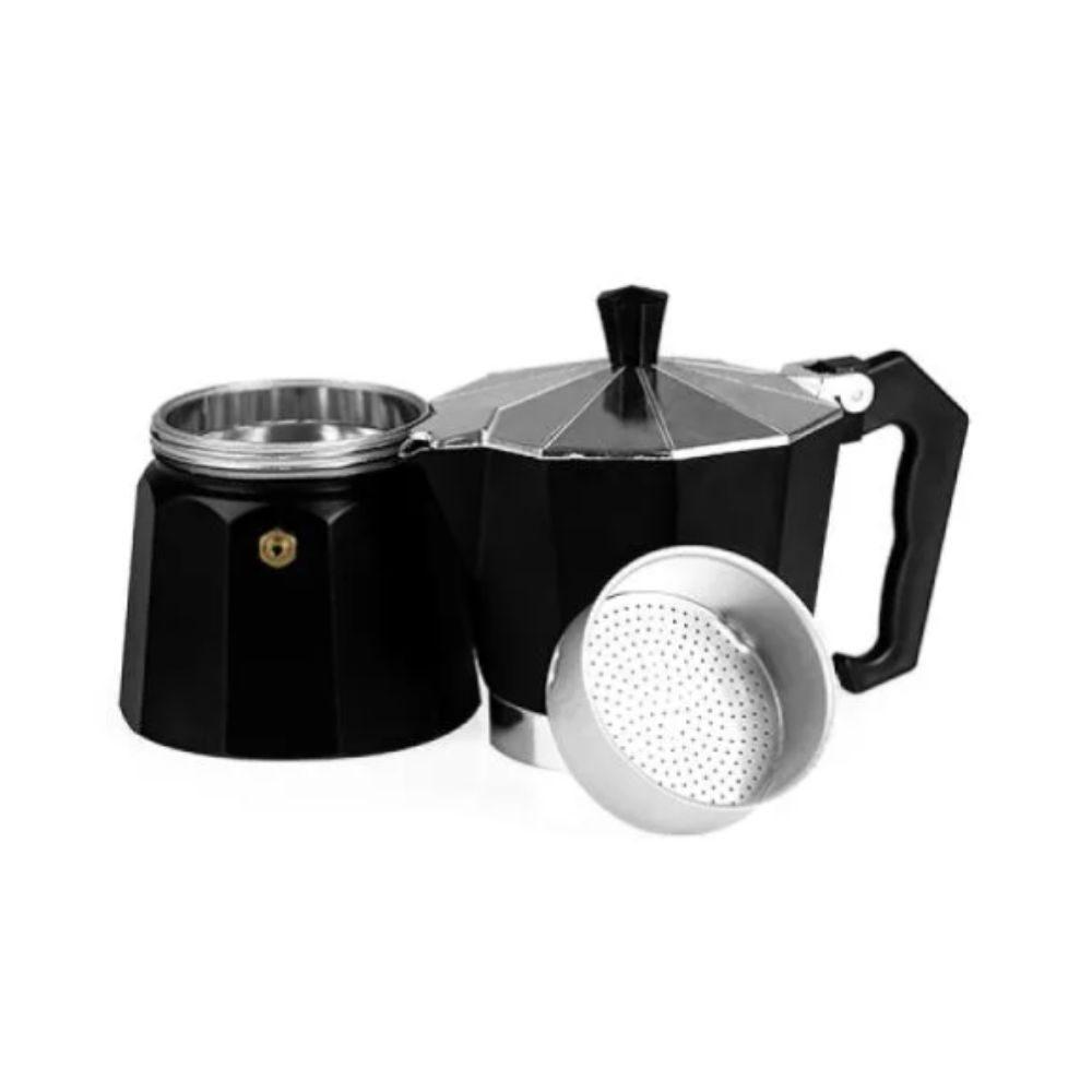 Cafeteira Italiana 250ml GO1543 na cor Preto, brinde personalizado Sky Brindes