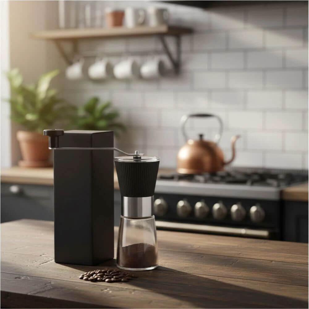 Moedor Para Café GO1546 na cor Preto, brinde personalizado Sky Brindes