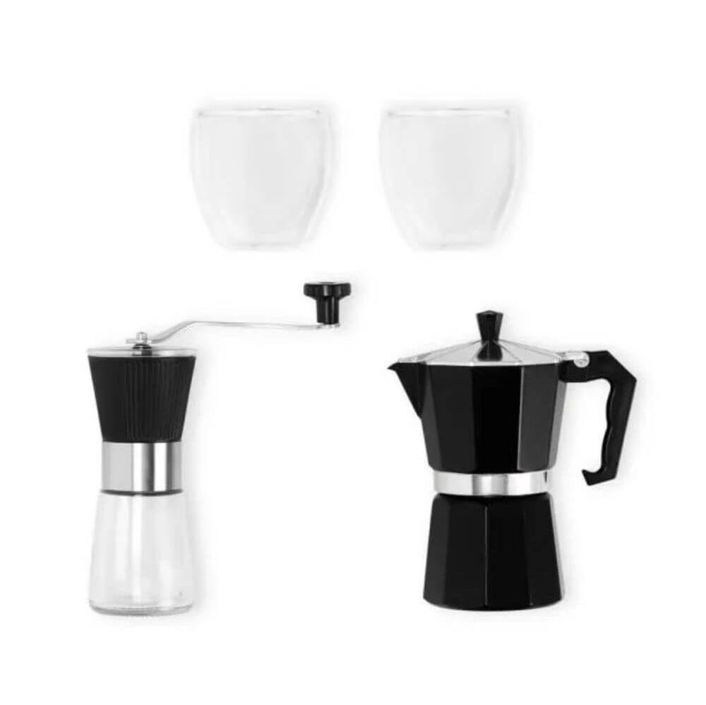 Kit para Café 4 Peças GO1547 na cor Preto, brinde personalizado Sky Brindes