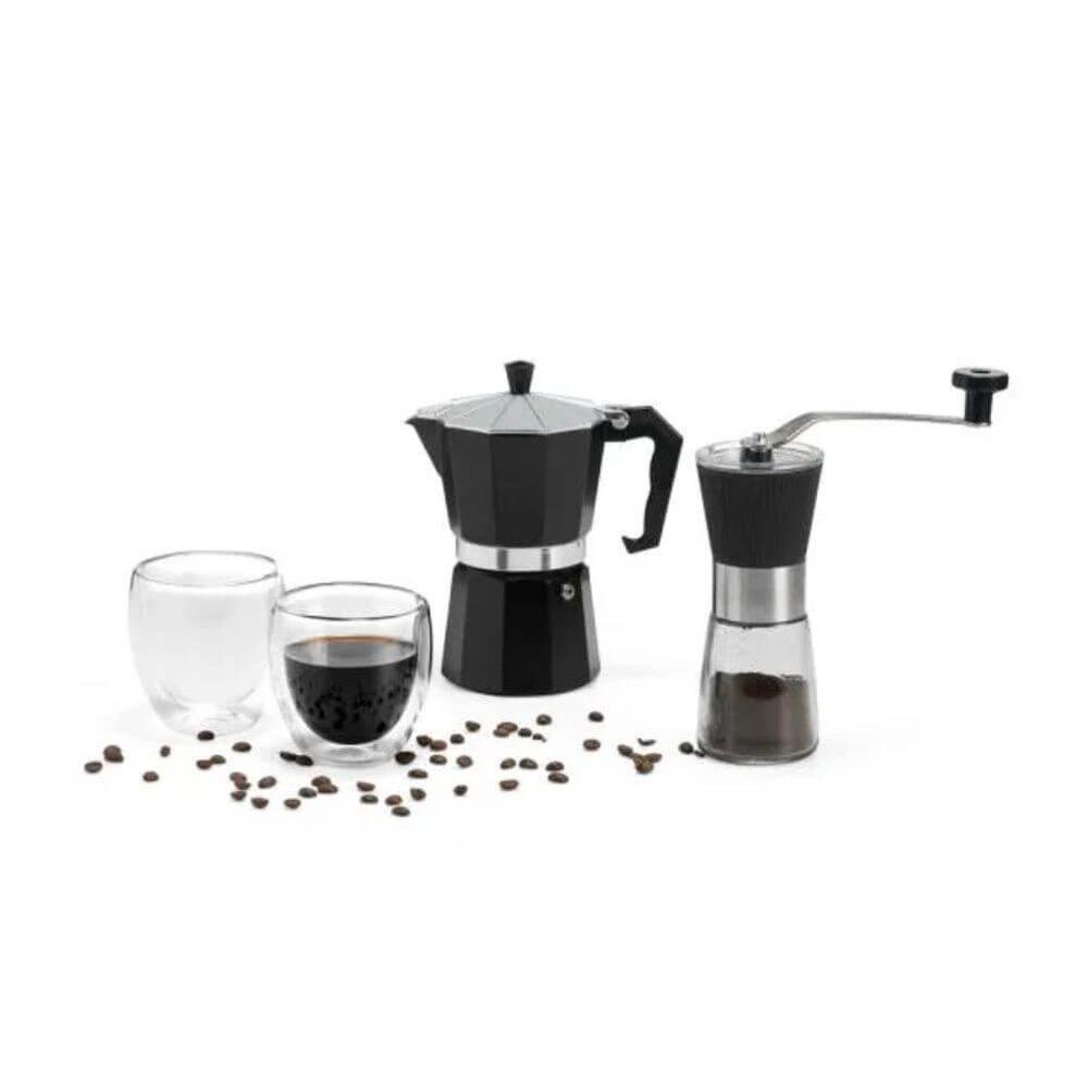 Kit para Café 4 Peças GO1547 na cor Preto, brinde personalizado Sky Brindes