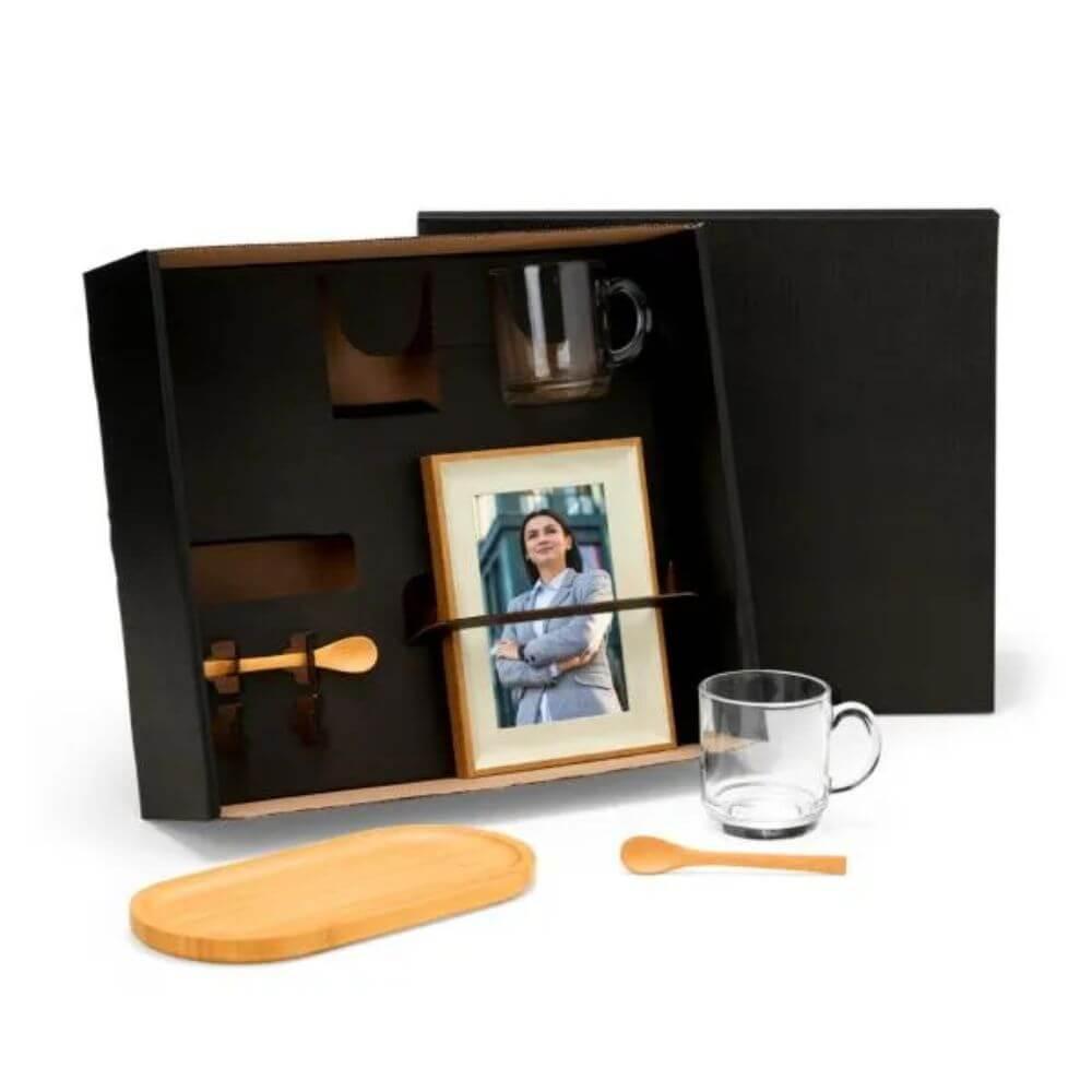 Kit Para Café 6 Peças GO1549 na cor Preto, brinde personalizado Sky Brindes