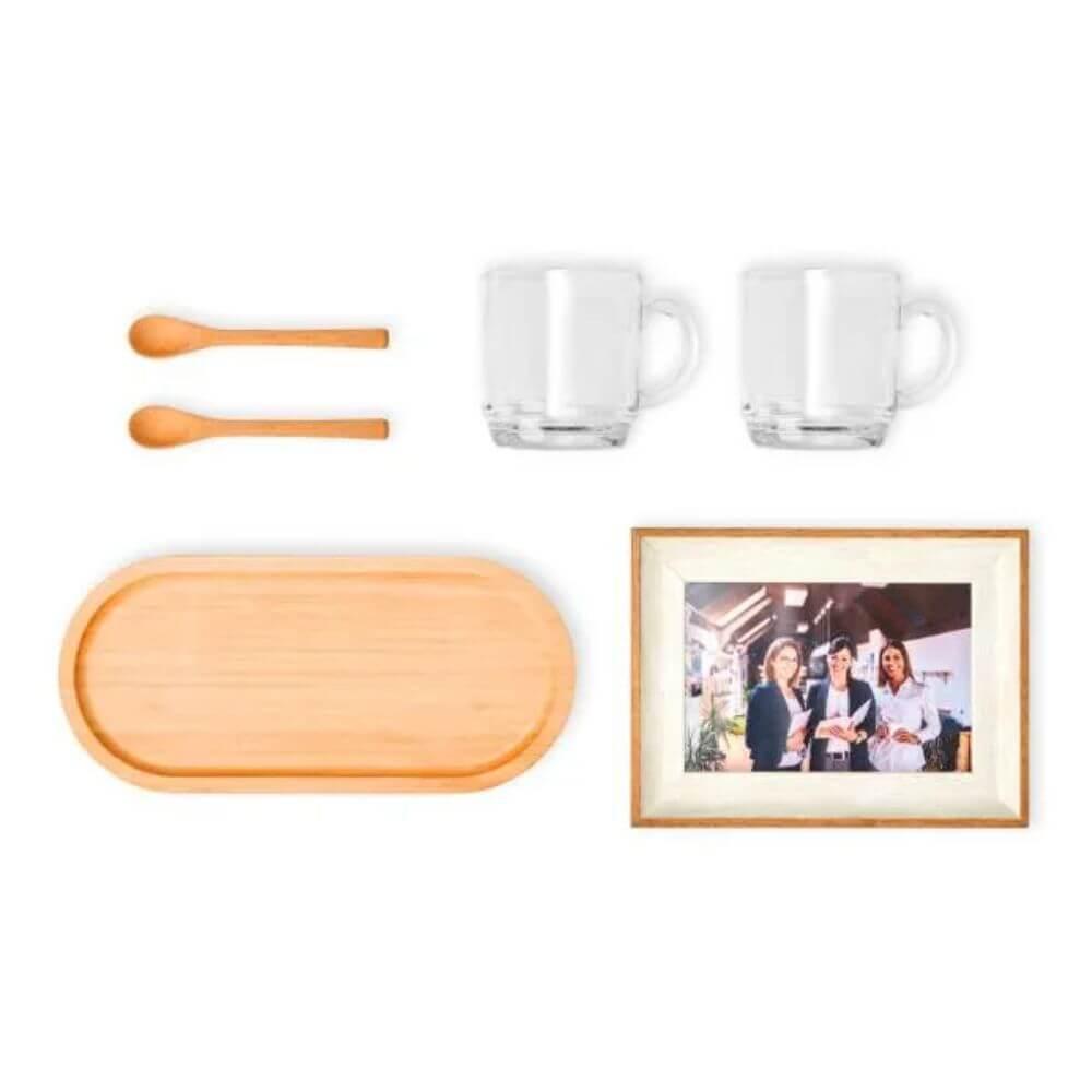Kit Para Café 6 Peças GO1549 na cor Preto, brinde personalizado Sky Brindes