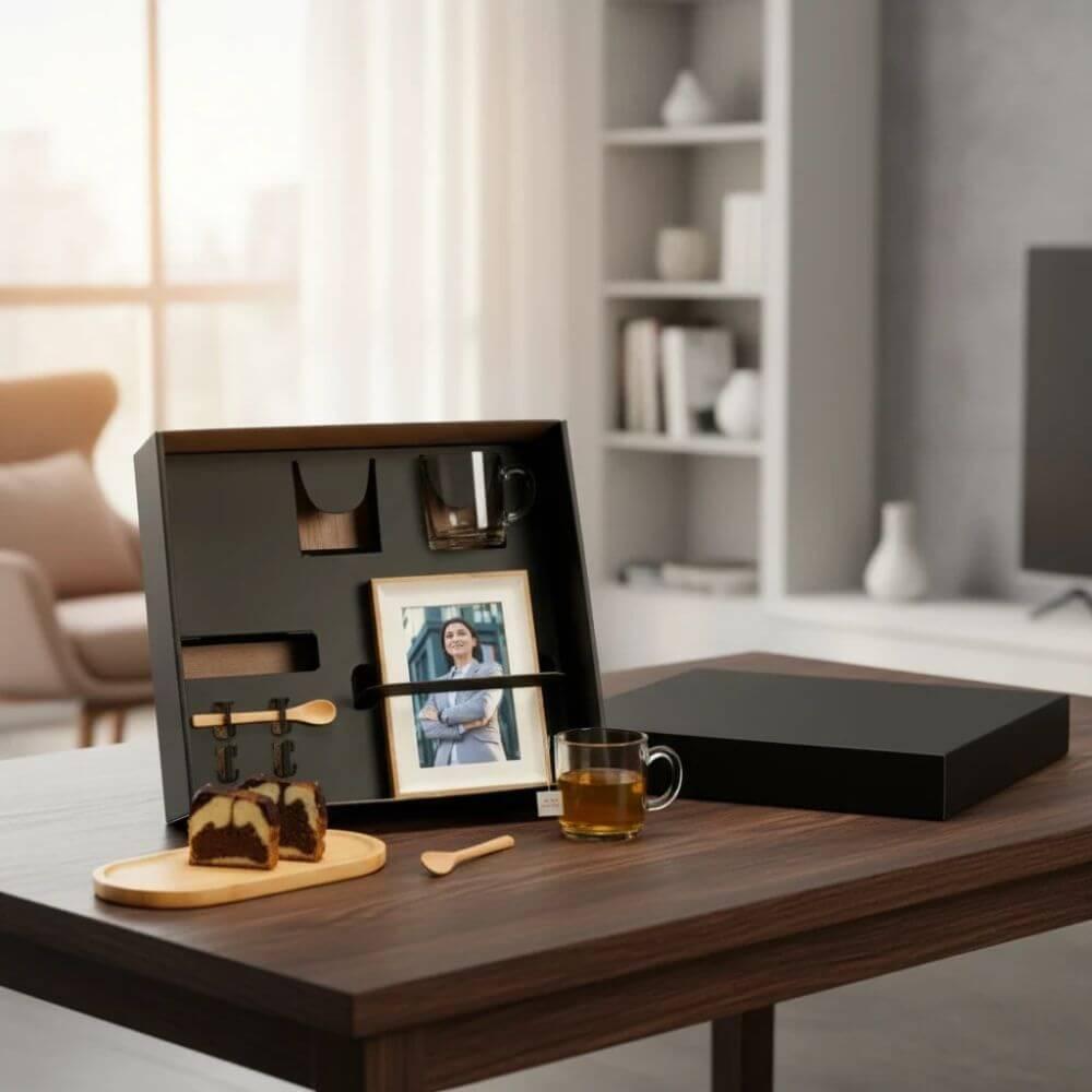 Kit Para Café 6 Peças GO1549 na cor Preto, brinde personalizado Sky Brindes