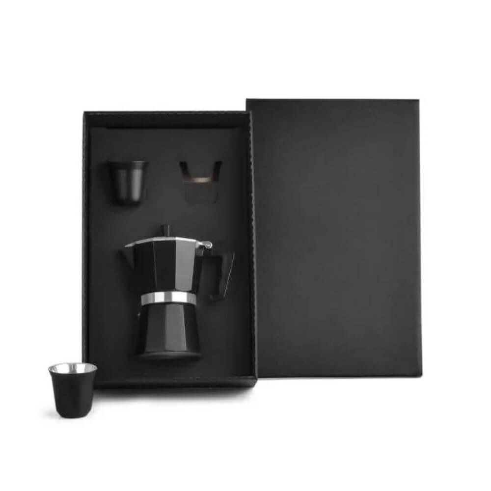 Kit Para Café 3 Peças GO1556 na cor Preto, brinde personalizado Sky Brindes