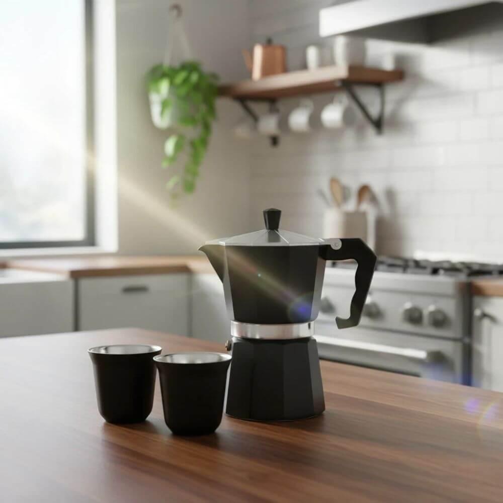 Kit Para Café 3 Peças GO1556 na cor Preto, brinde personalizado Sky Brindes