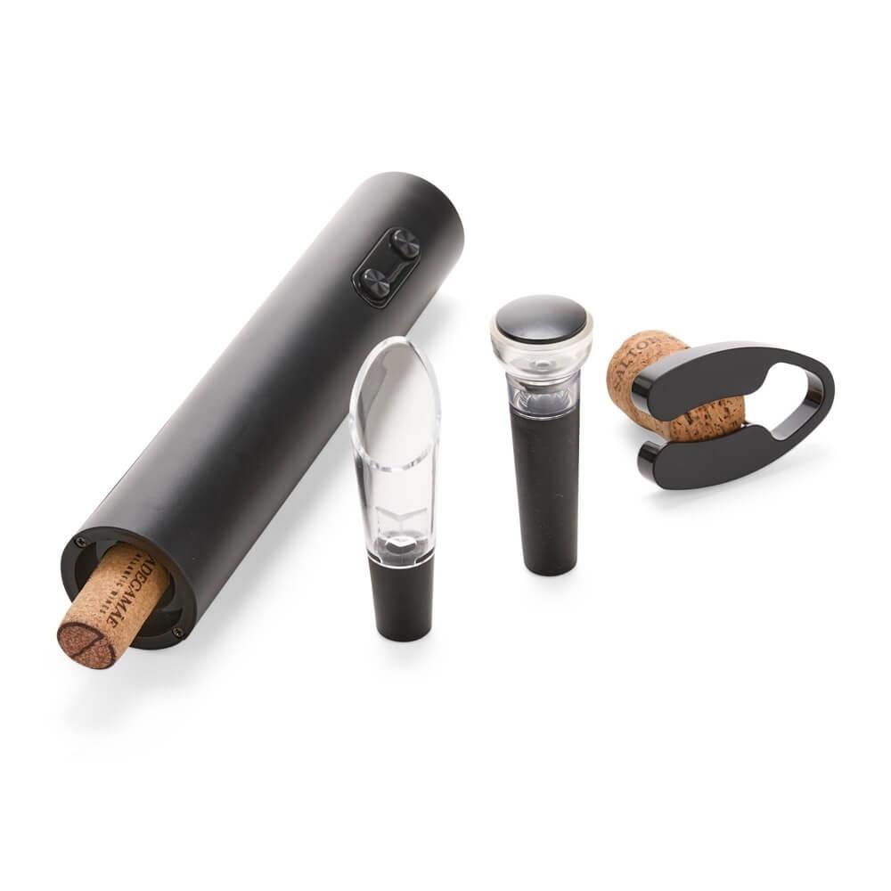 Kit Vinho 5 Peças GO1560 na cor Preto, brinde personalizado Sky Brindes