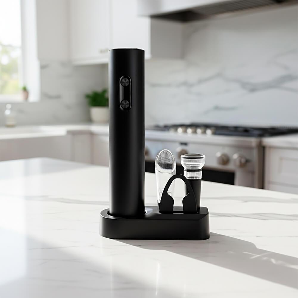 Kit Vinho 5 Peças GO1560 na cor Preto, brinde personalizado Sky Brindes