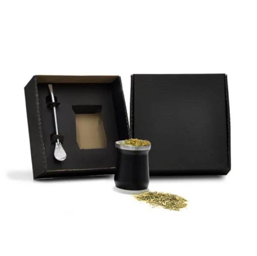 Cuia Térmica 300ml GO1564 na cor Preto, brinde personalizado Sky Brindes