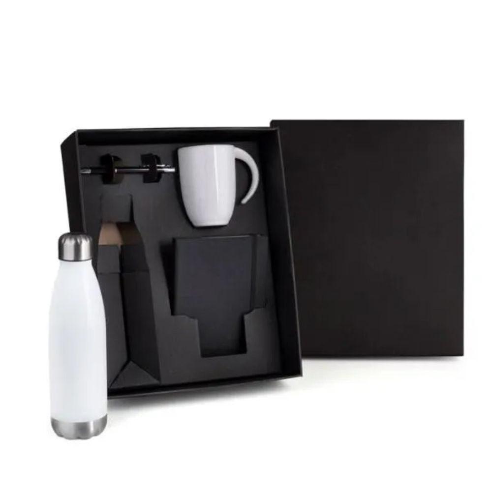 Kit Garrafa 4 Peças GO1566 na cor Preto, brinde personalizado Sky Brindes