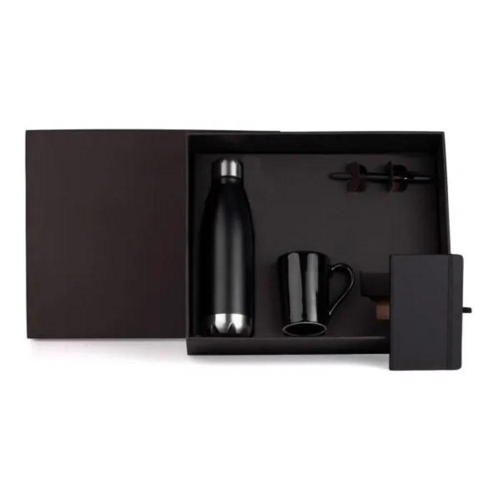 Kit Garrafa 4 Peças GO1567 na cor Preto, brinde personalizado Sky Brindes
