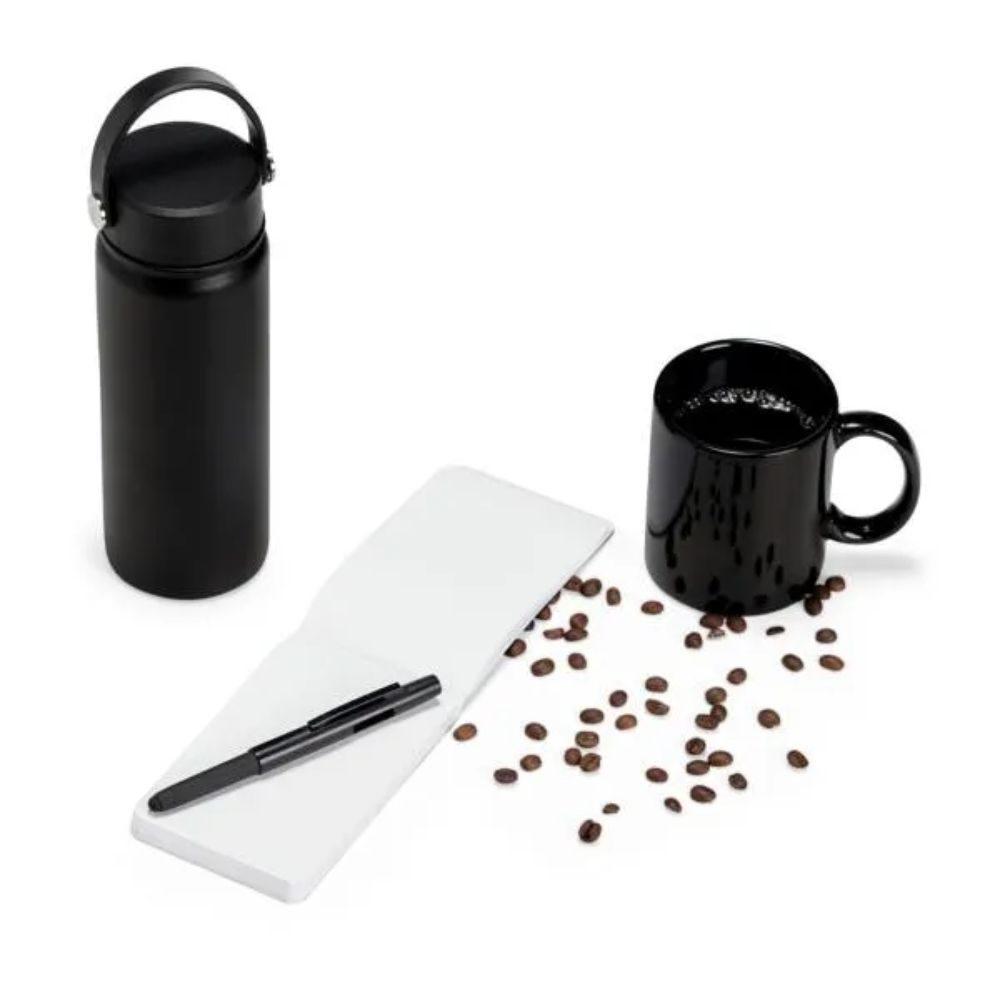 Kit Garrafa 4 Peças GO1568 na cor Preto, brinde personalizado Sky Brindes