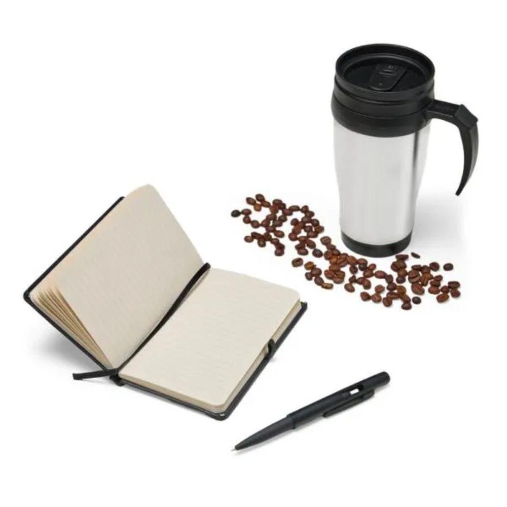 Kit Escritório 3 Peças GO1569 na cor Preto, brinde personalizado Sky Brindes