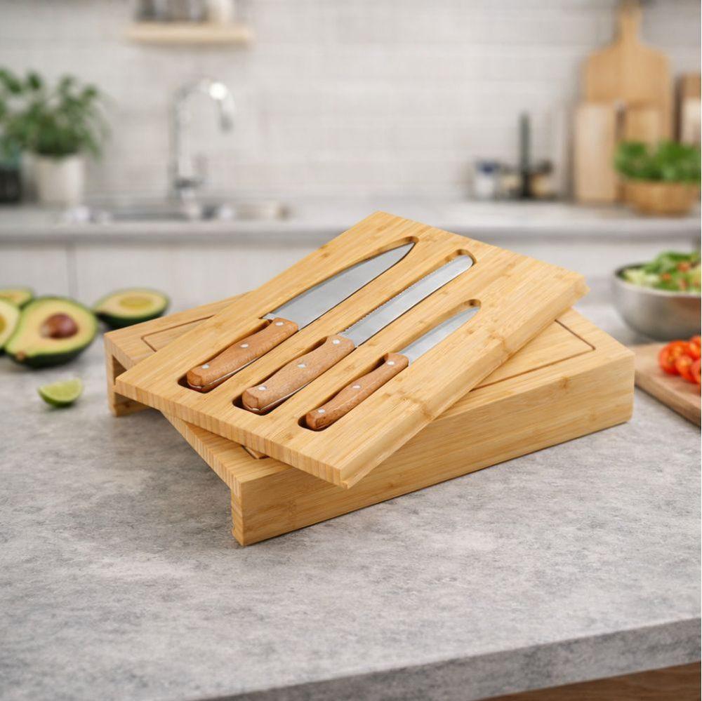Conjunto de Tábuas 4 Peças GO1572 na cor Natural, brinde personalizado Sky Brindes