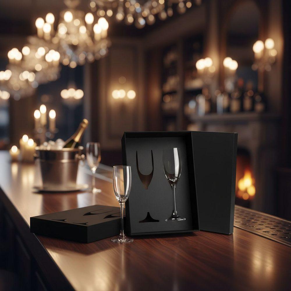 Jogo De Taças De Vidro 2 Peças GO1574 na cor Preto, brinde personalizado Sky Brindes
