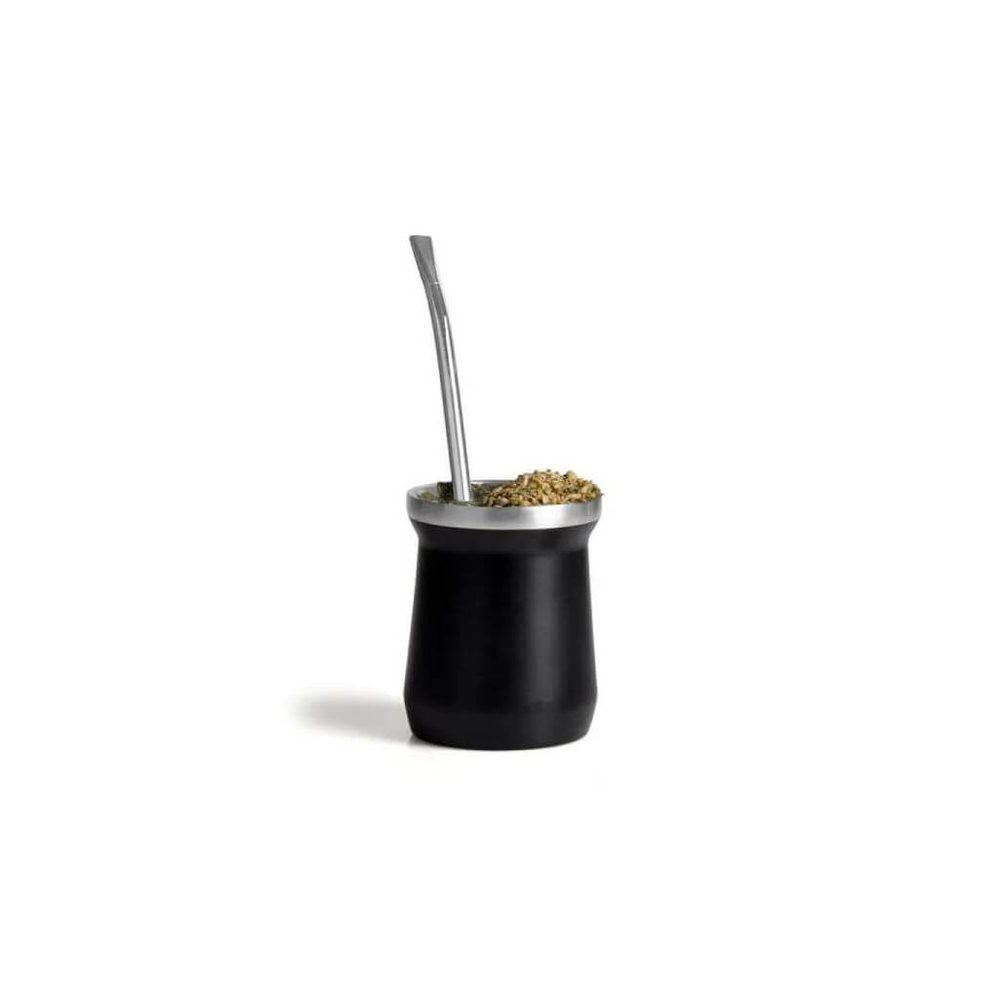 Cuia Térmica 300ml GO1576 na cor Preto, brinde personalizado Sky Brindes