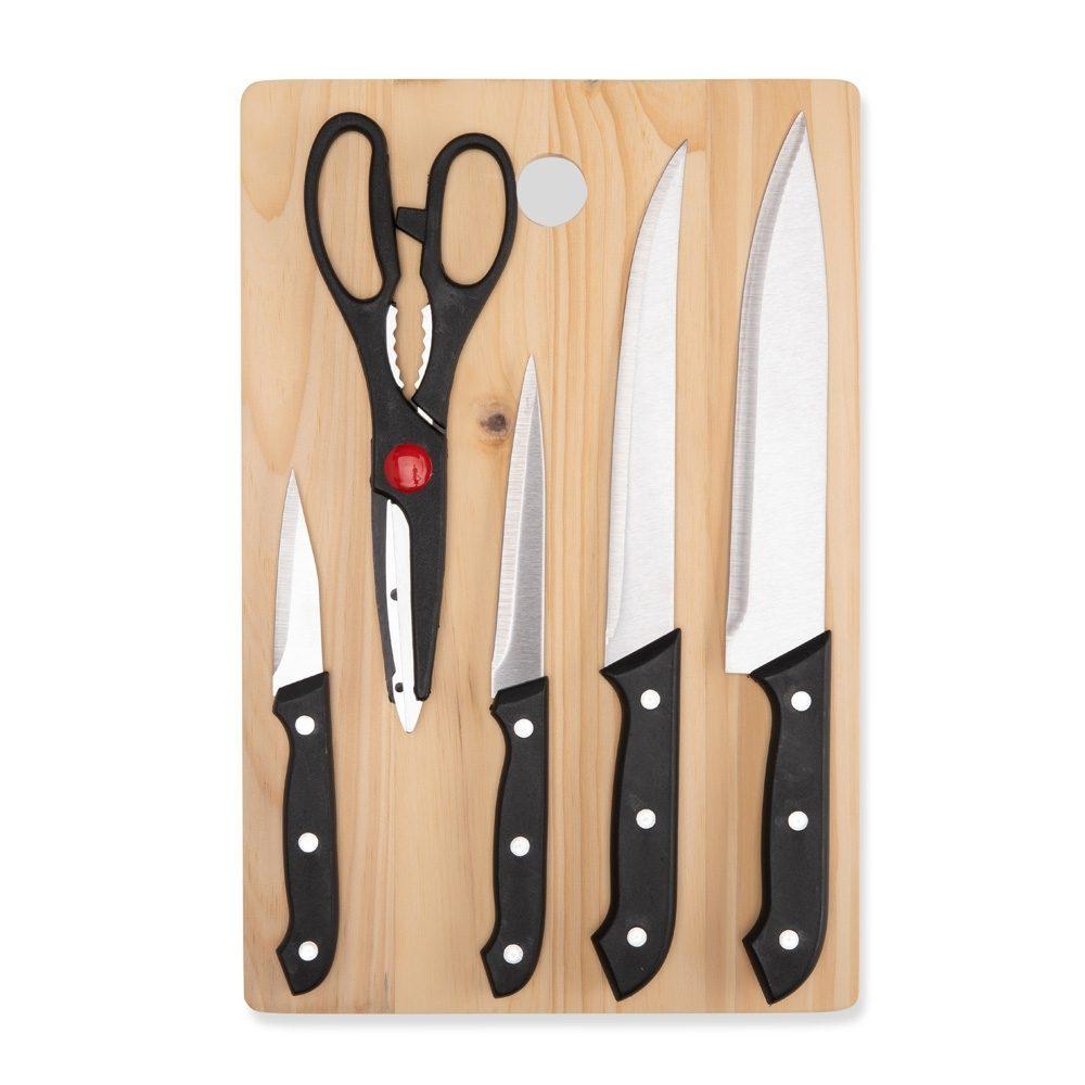 Kit Churrasco 6 Peças GO1577 na cor Natural, brinde personalizado Sky Brindes